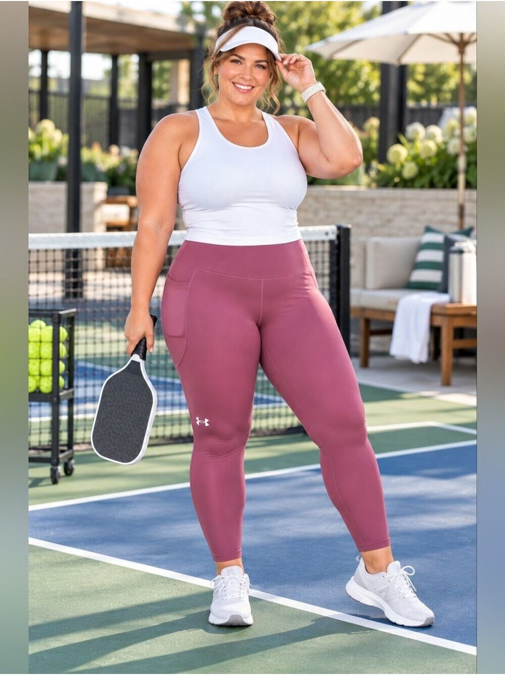 Under Armour Tech HeatGear Fuchsia Ankle Leggings 1X Athleisure Gym Workout - Picture 5 of 11